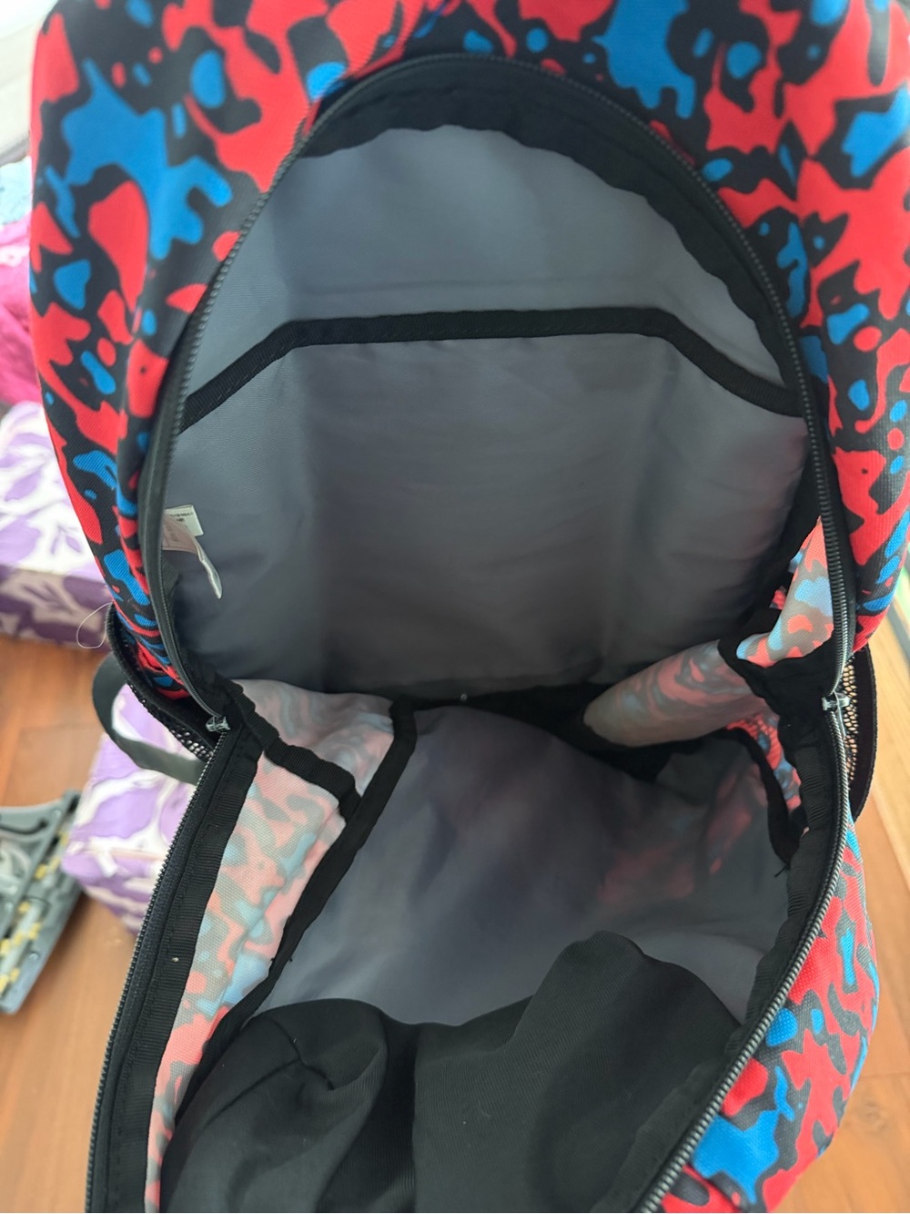 adidas Kids Red and Blue Camo Print Backpack